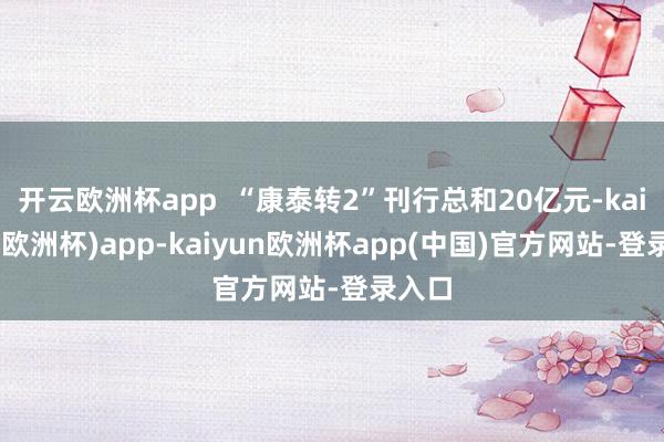 开云欧洲杯app “康泰转2”刊行总和20亿元-kaiyun(欧洲杯)app-kaiyun欧洲杯app(中国)官方网站-登录入口